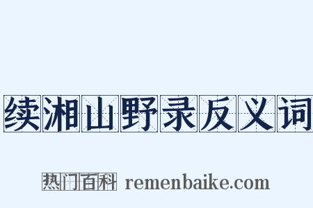 续湘山野录反义词是什么意思的图片